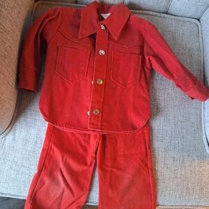 Burnt Orange Vintage Heathtex 2T Corduroy Kids' Jacket and Pants Set